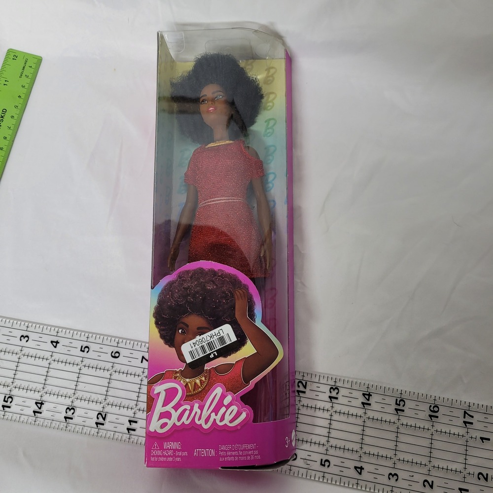 Barbie Fashionistas Doll 221‎ Afro Hair Red Glitter Dress HRH18 Mattel NEW